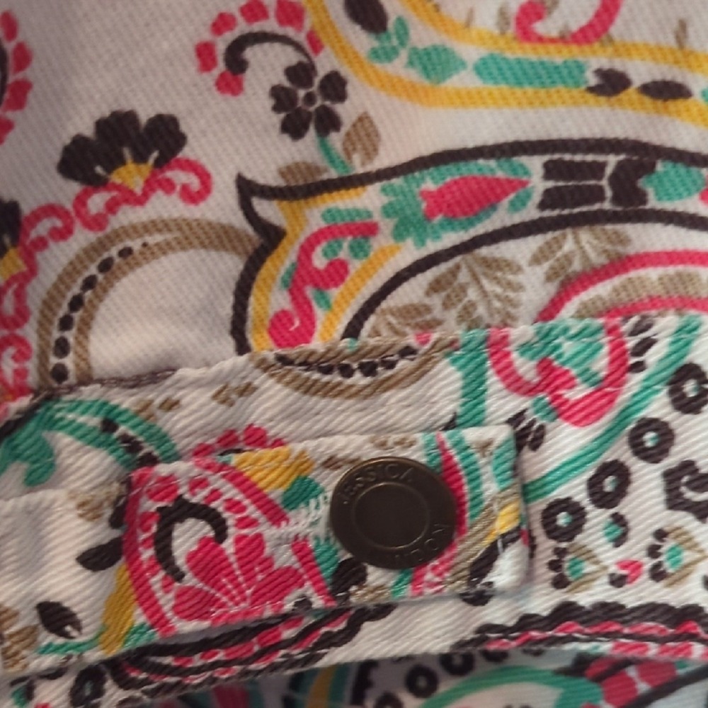 Jessica London White Multi Paisley Jean Jacket 14W - Picture 11 of 12